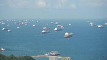 A large group of ships in the ocean video