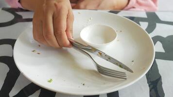 A person is holding a fork and knife over a plate with a fork and knife video