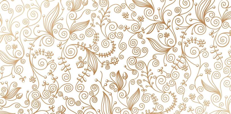 Swirl ornament floral patterns golden colors isolated white backgrounds for floral wallpapers the bedroom, patterned fills, webs pages, surface textures, books covers, fabrics printing papers