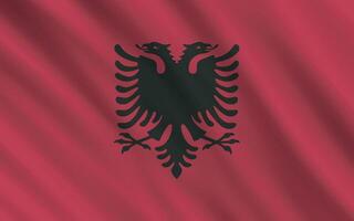 albanian flag background with wavy fabric texture vector