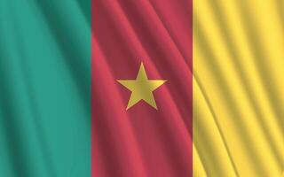 Cameroon flag background with wavy fabric texture vector