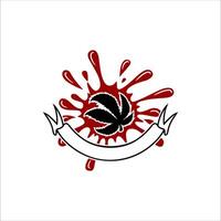 Red water splash decorated with leaves and banners vector