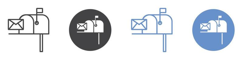 Mailbox icon flat line symbol set. vector