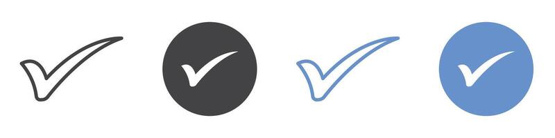 Check mark icon flat line symbol set. vector