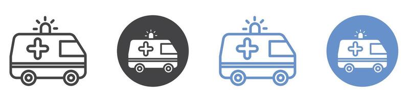 Ambulance icon flat line symbol set. vector