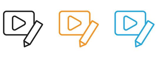 editing icon Thin line illustration set vector