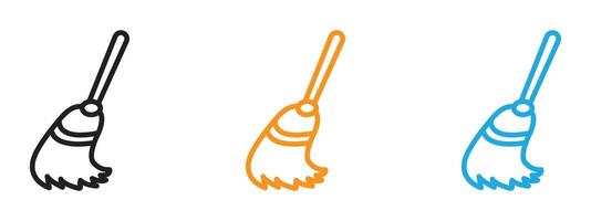 Broom icon Thin line illustration set vector
