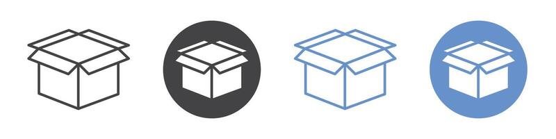 Open box icon flat line symbol set. vector