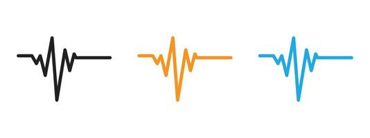 Pulse icon Thin line illustration set vector