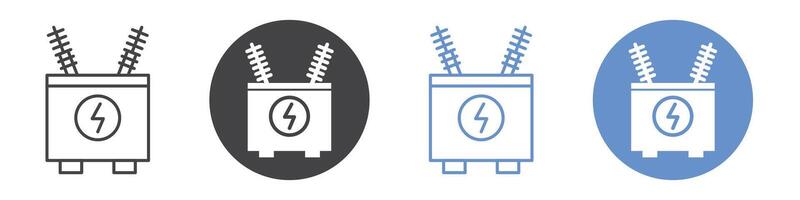 Transformer icon flat line symbol set. vector