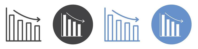 Reduction chart icon flat line symbol set. vector