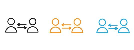 Interaction icon Thin line illustration set vector
