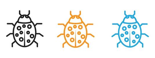 Bug icon Thin line illustration set vector