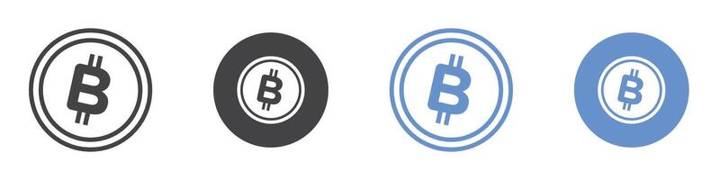 Bitcoin Icon flat line symbol set. vector