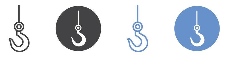 Winch hook icon flat line symbol set. vector