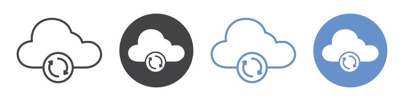 Synchronization icon flat line symbol set. vector