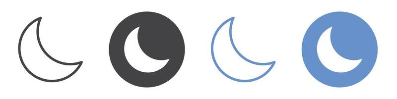 Moon icon flat line symbol set. vector