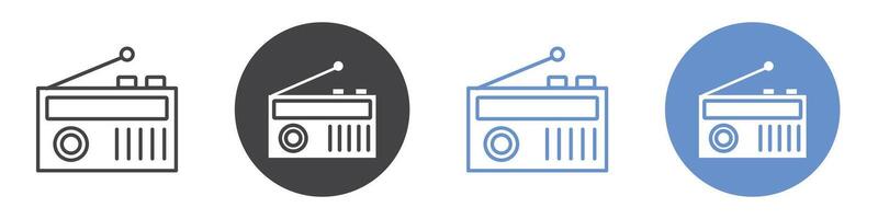 Radio icon flat line symbol set. vector
