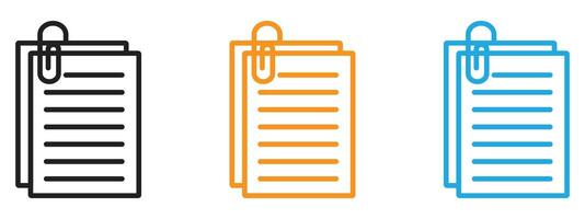 Attach document icon Thin line illustration set vector
