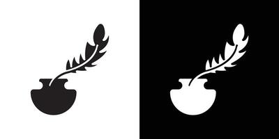 Ink and quill icon Thin line flat illustration vector