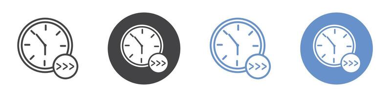 Time forward icon flat line symbol set. vector