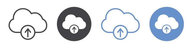 Cloud upload icon flat line symbol set. vector