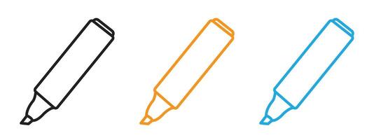 Highlighter icon Thin line illustration set vector