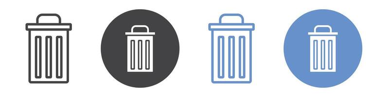 Trash icon flat line symbol set. vector
