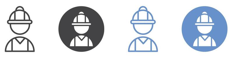 Worker icon flat line symbol set. vector
