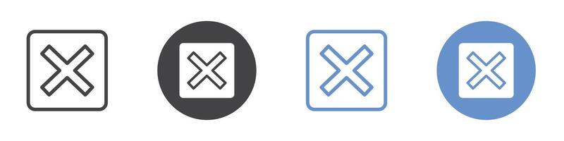 Close Icon flat line symbol set. vector