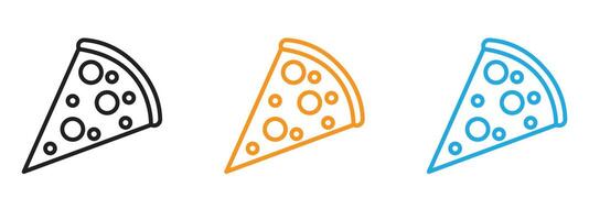 Pizza slice icon Thin line illustration set vector
