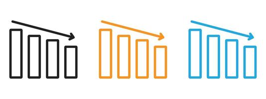 Reduction chart icon Thin line illustration set vector