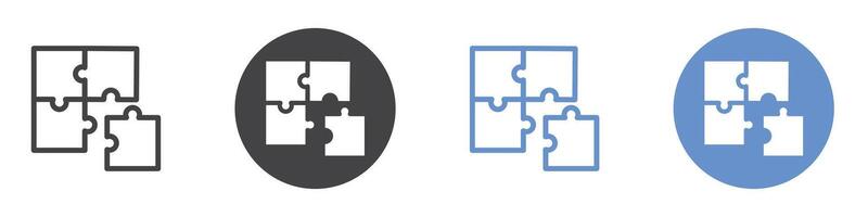 Puzzle icon flat line symbol set. vector