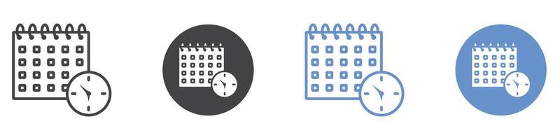 Calendar clock icon flat line symbol set. vector