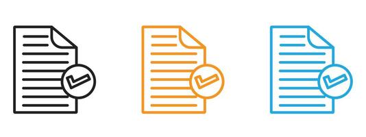 Document accepted icon Thin line illustration set vector