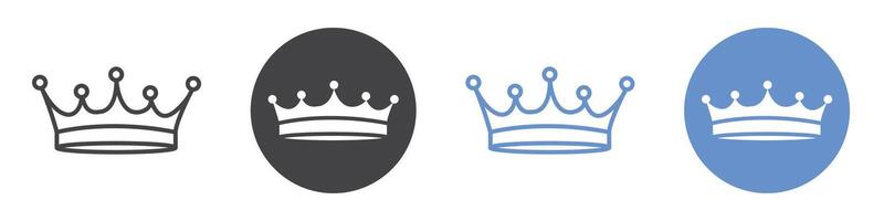 Crown icon flat line symbol set. vector