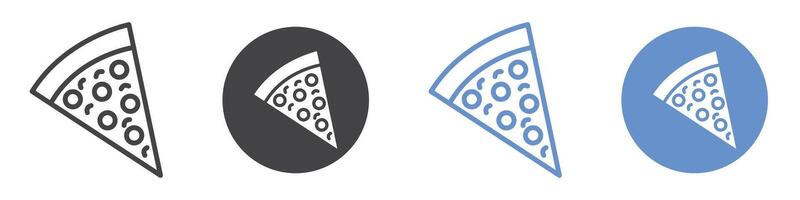 Pizza slice icon flat line symbol set. vector