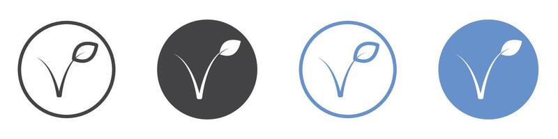 Vegan icon flat line symbol set. vector