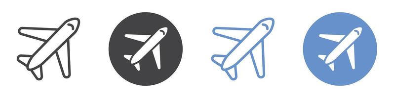 Plane icon flat line symbol set. vector