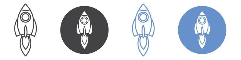 Rocket launch icon flat line symbol set. vector