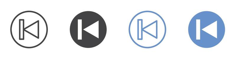 Previous icon flat line symbol set. vector