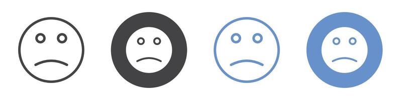 Sad icon flat line symbol set. vector