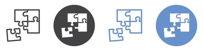 Puzzle icon flat line symbol set. vector