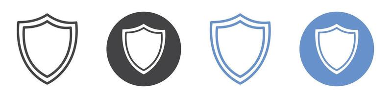 Shield icon flat line symbol set. vector