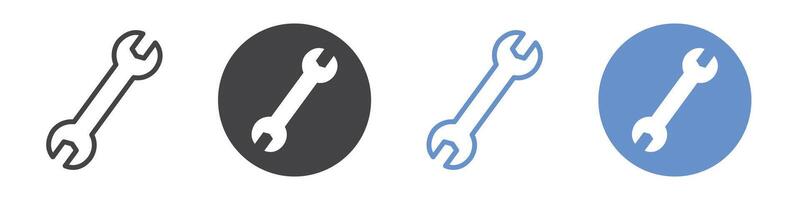 Wrench icon flat line symbol set. vector