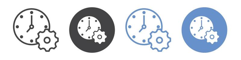 Time management icon flat line symbol set. vector