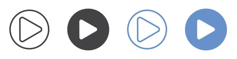 Play Button icon flat line symbol set. vector