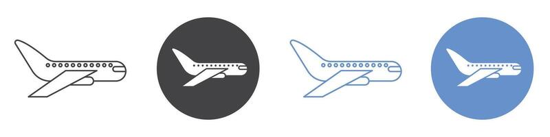 Plane icon flat line symbol set. vector