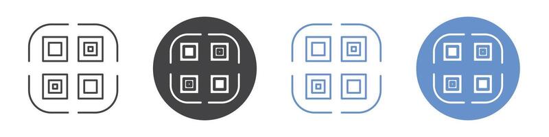 QR code icon flat line symbol set. vector
