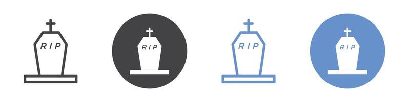Tombstone icon flat line symbol set. vector
